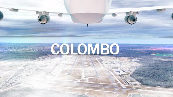 Commercial Airplane Over Clouds Arriving City Colombo