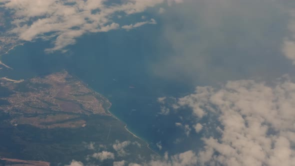 Clouds and Sky View From the Plane the Plane Flies High in the Sky Above the Clouds alt