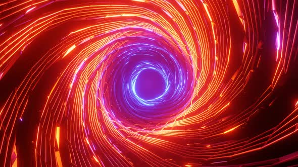 Flight in abstract sci-fi tunnel seamless loop. Futuristic motion graphics, high tech background