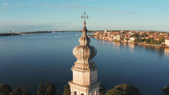 Flying Over Small Venice Islands Located in the Middle of the Venetian Lagoon alt