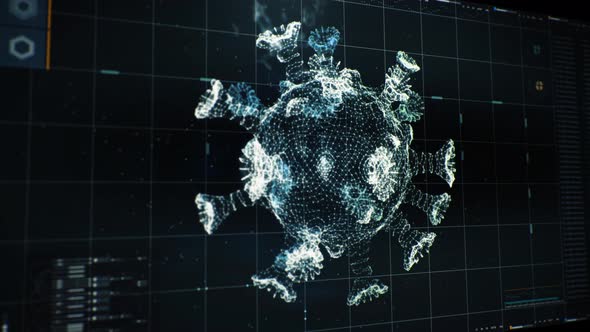 High Tech Digital Scientific Software Interface Analysing Coronavirus Microbe alt