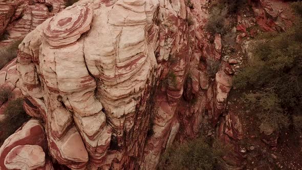 Crane Up with Downward Tilt View of Canyon Wall in Red Rock Canyon Las Vegas