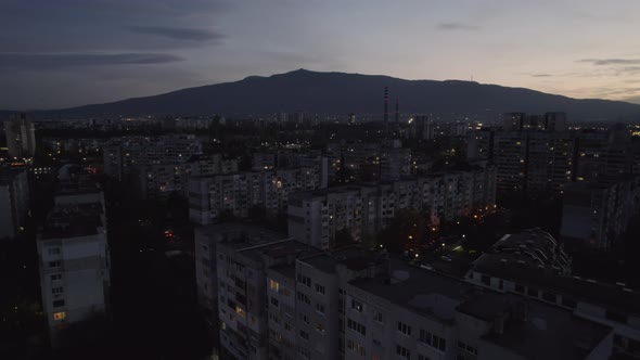 Sofia Evening City Skyline and Lights with Vitosha Mountain in the Background alt