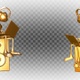 Gold Man 3D Character - Cartoon Dj  with Laptop  (2 Pack)