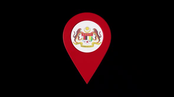 3D Rotating Pin Icon Animation With Malaysia Coat Of Arms Alpha Channel 2K alt