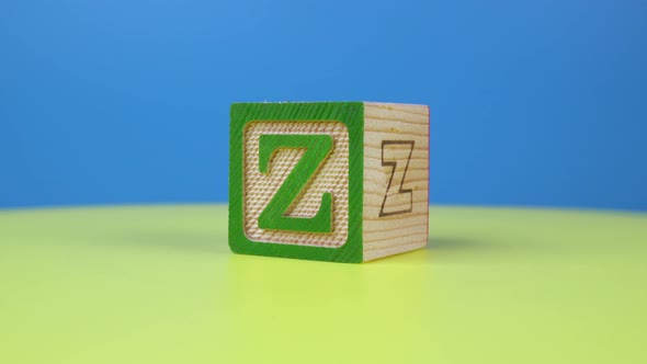 Close up shot letter "Z" alphabet wooden block alt