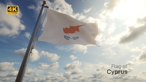 Cyprus Flag on a Flagpole - 4K alt