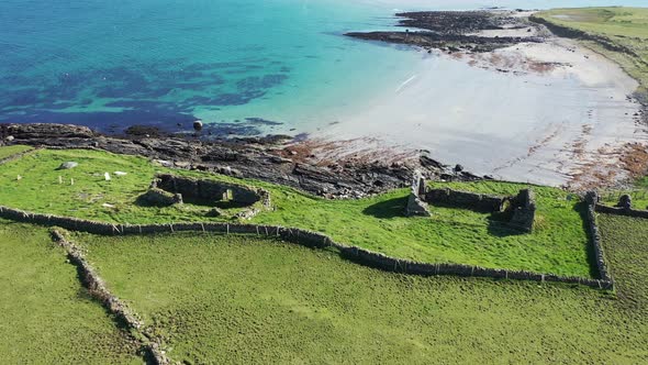 Aerial View of Inishkeel Island By Portnoo Next to the the Awarded Narin Beach in County Donegal alt