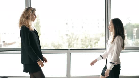 start up, career-businesswoman welcomes her young collaborator alt