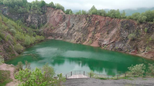 Aerial view of Lake Benatina in Slovakia alt