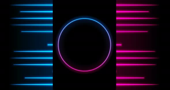 Sci-Fi Retro Laser Neon Lines and Circle