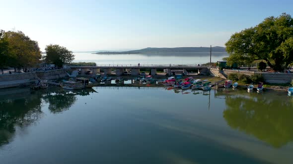 fishing boat on lake at sunset golyazi , bursa turkey  4 alt
