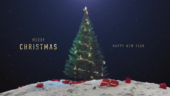 Merry Christmas Tree Background Blue alt