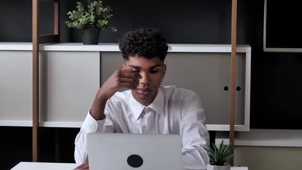 Portrait of Confident Young Black Man Intern Looking Serious at Camera Independent African American alt