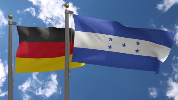 Germany Flag Vs Honduras On Flagpole alt