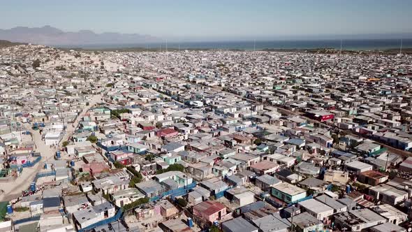 Aerial overhead township outside Cape Town, South Africa alt