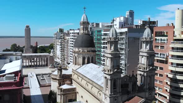Cathedral Basilica Our Lady of Rosario, Argentina (aerial view, drone footage) alt