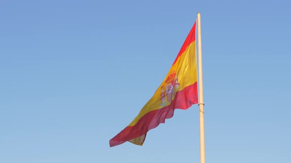 Close up of a Spanish flag waving alt