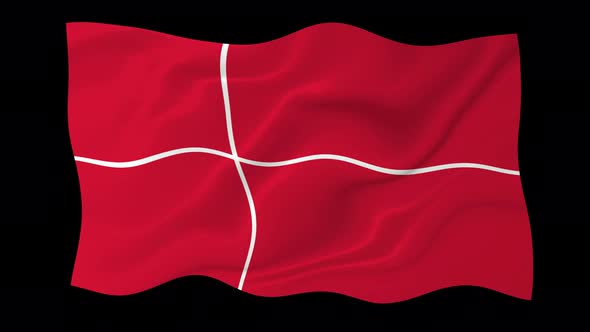 Denmark Waving Flag Animated Black Background
