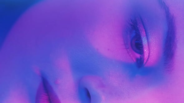 Romantic Woman Regretful Mood Neon Light Vertical alt