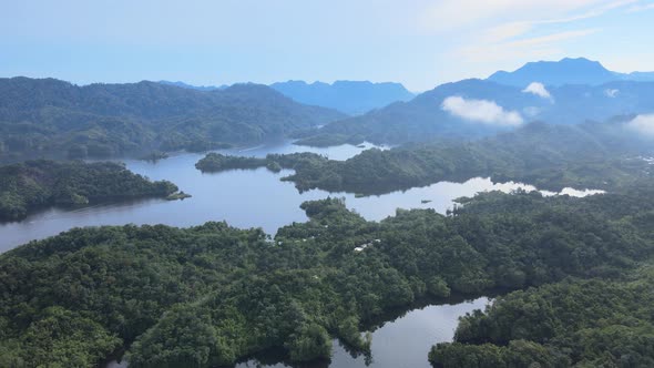 Aerial view of New Zealand Fjords alt