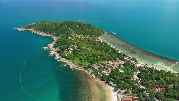 Aerial View of Coastline of Koh Phangan Island in Thailand alt