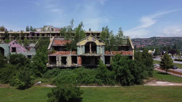 Destroyed and Abandoned Buildings in Sarajevo 4K