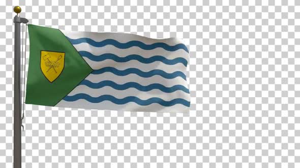 Vancouver City Flag (British Columbia, Canada) on Flagpole with Alpha Channel - 4K alt