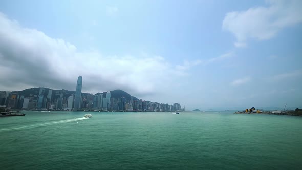Boats in the Harbor of Hong Kong