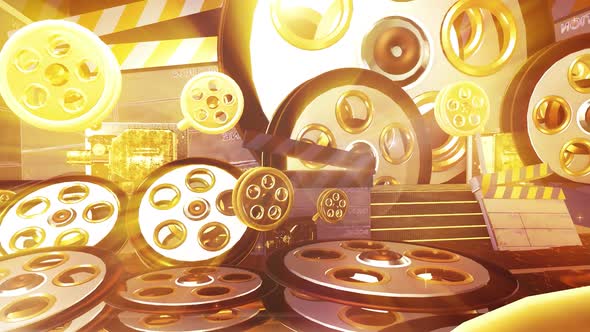 Golden Shiny Cinema Reel Seamless Vj Loop Till Down