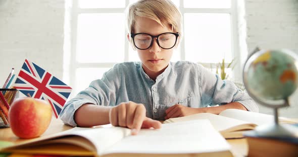 Smart Teenager Boy Learning English