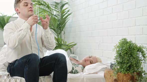 Family Doctor Comes to Patient in Morning on Call alt