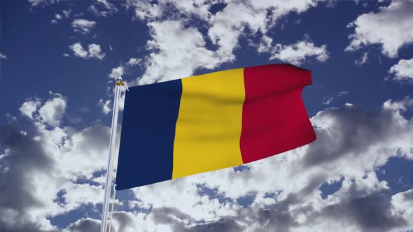 Chad Flag With Sky 4k alt