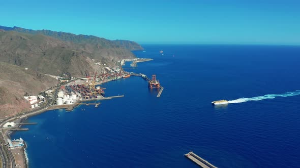 Aerial View. View From the Height of the City of Santa Cruz De Tenerife on the Atlantic Coast alt