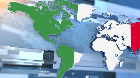 Italy Flag Inside The Shape Of World Map Transition alt