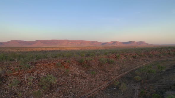 Home Valley Station Sunset, Gibb River Road, Western Australia 4K Aerial Drone