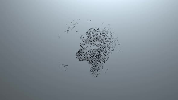 Animation loop. world map consisting of honeycombs with ripple effect alt