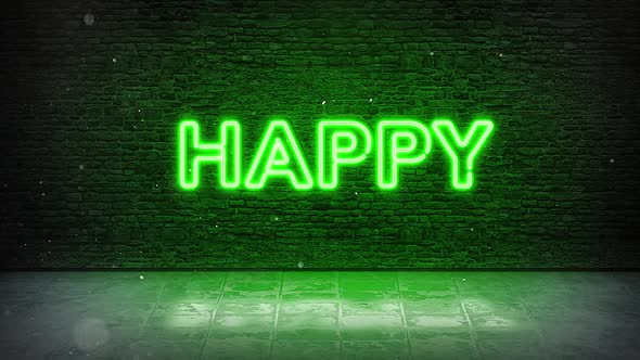 Happy Neon Sign Green alt