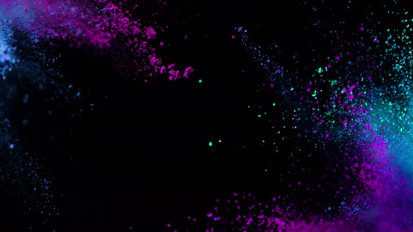 Super Slow Motion Shot of Color Powder Explosion Isolated on Black Background at 1000Fps alt