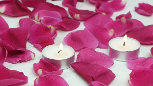 Romantic Rose Petals And Candles