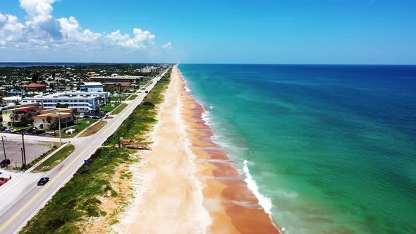 Ormond Beach, Florida - Waves lap the shoreline of the beach along Route A1A. alt