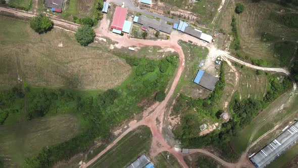 Aerial view of villages, farm and road in Malacca