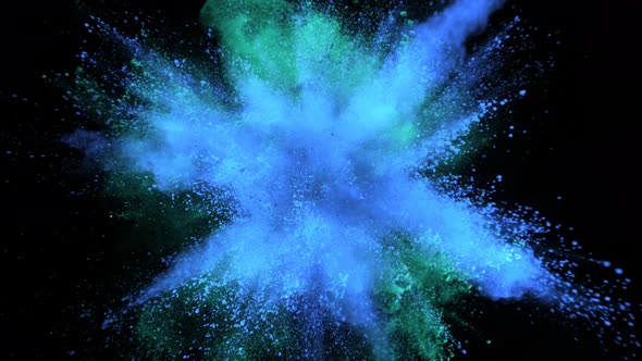 Super Slow Motion Shot of Color Powder Explosion Isolated on Black Background at 1000Fps alt