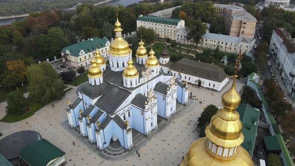 St. Michael's Golden-Domed Monastery in Kyiv, Ukraine. Slow Motion, Kiev alt