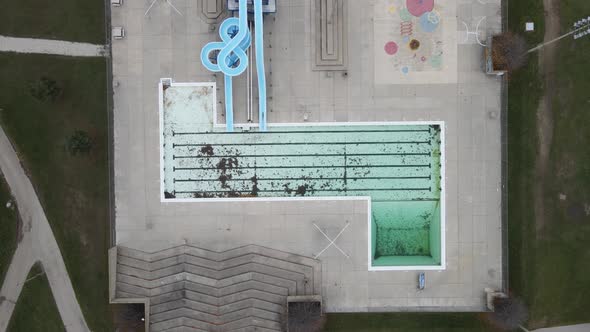 Aerial view of Anderson Park recreation center pools in Kenosha, Wisconsin