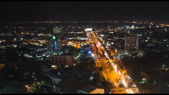 Time-lapse of Mittraphap Highway in Nakhon Ratchasima city, Thailand