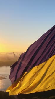 Vertical Video National Flag of Ukraine By Day alt