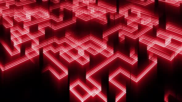 4k Red Neon Labyrinth