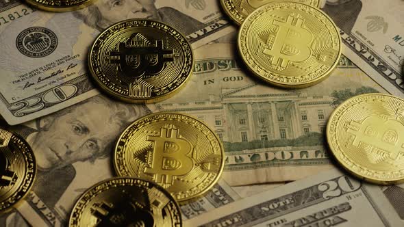 Rotating shot of Bitcoins alt