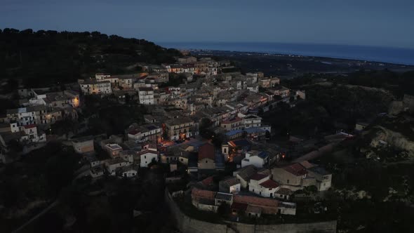 Aerial View of Ancient Italian Village By Night alt